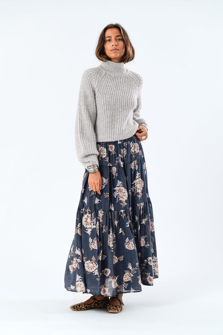 Forudbestilling - Lollys Laundry - Sunsetll Maxi Skirt - 23 Dark Blue Nederdele