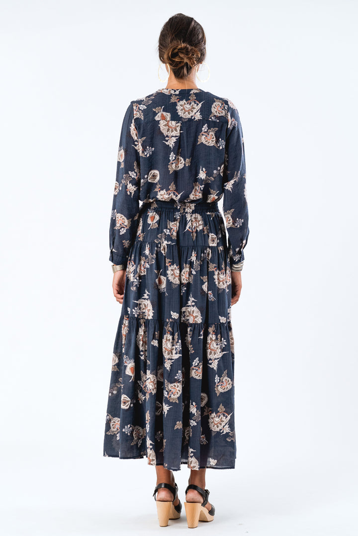 Forudbestilling - Lollys Laundry - Sunsetll Maxi Skirt - 23 Dark Blue Nederdele