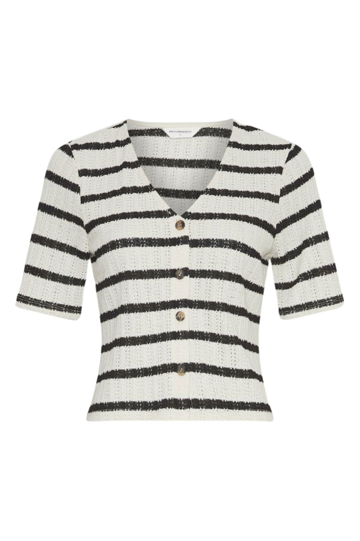 Forudbestilling - Moss Copenhagen - Mschkenja 2/4 Top Stp 19105 - Turtledove Blk Toppe