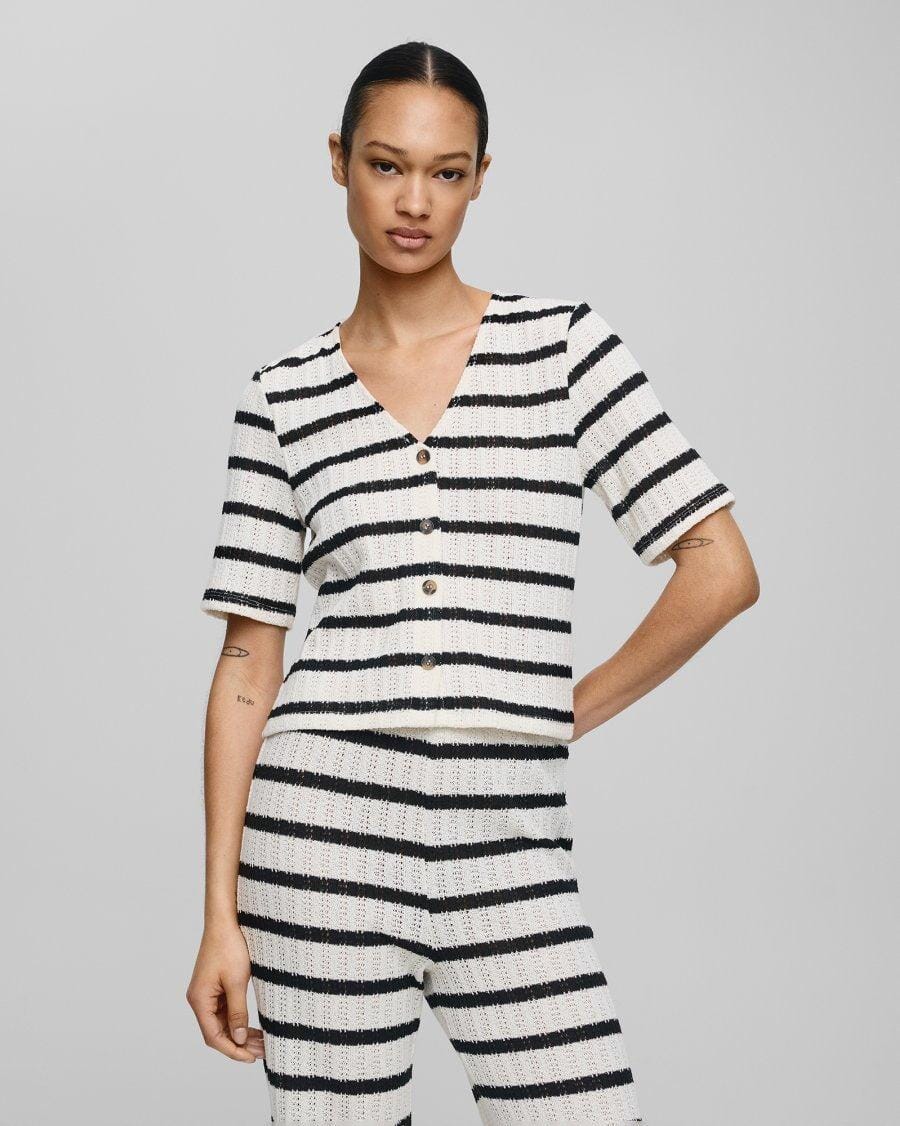 Moss Copenhagen - Mschkenja 2/4 Top Stp 19105 - Turtledove Blk