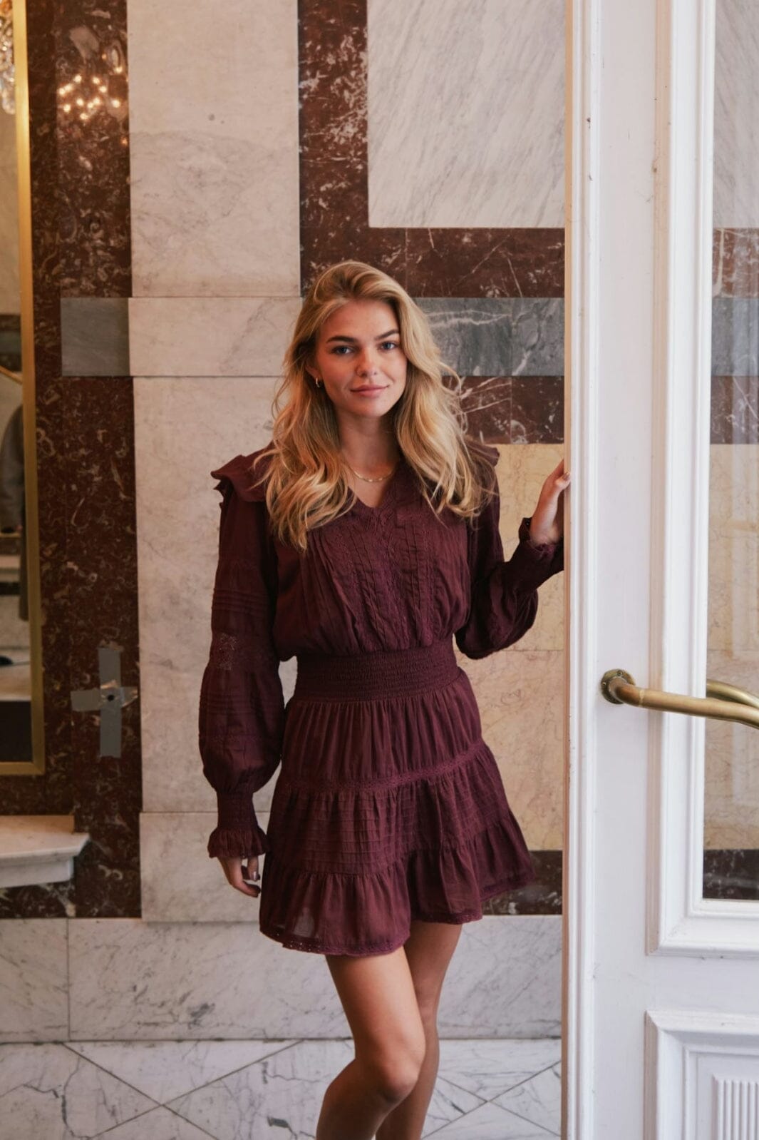 Forudbestilling - Neo Noir - Aran S Voile Dress 164678 - 174 - Burgundy Kjoler