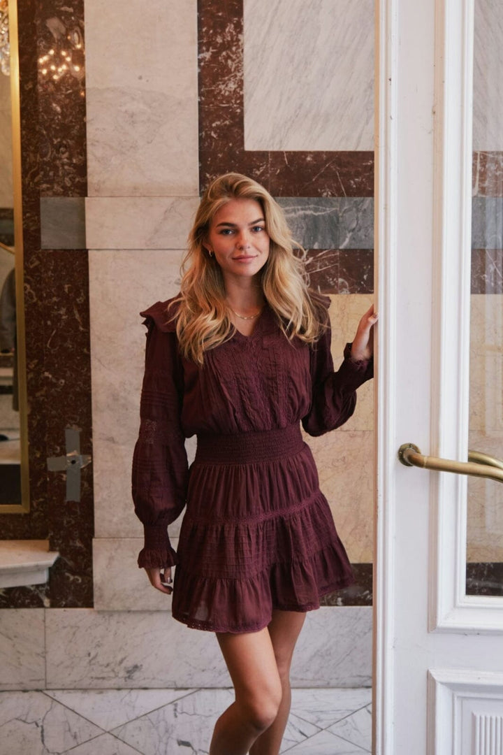 Forudbestilling - Neo Noir - Aran S Voile Dress 164678 - 174 - Burgundy Kjoler