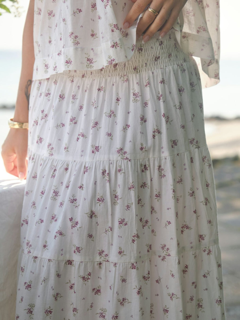 Forudbestilling - Neo Noir - Asta Small Blossom Skirt 165649 - 122 - Creme Nederdele