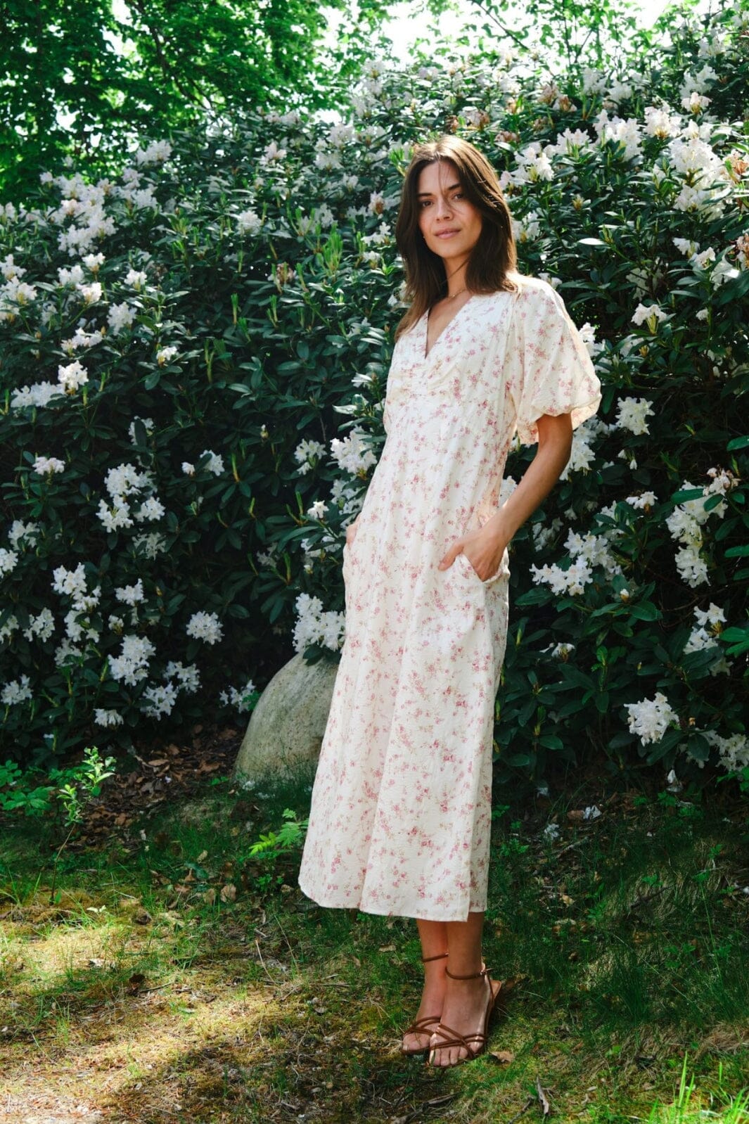 Forudbestilling - Neo Noir - Illana Print Dress 165994 - 630 - Dusty Rose Kjoler