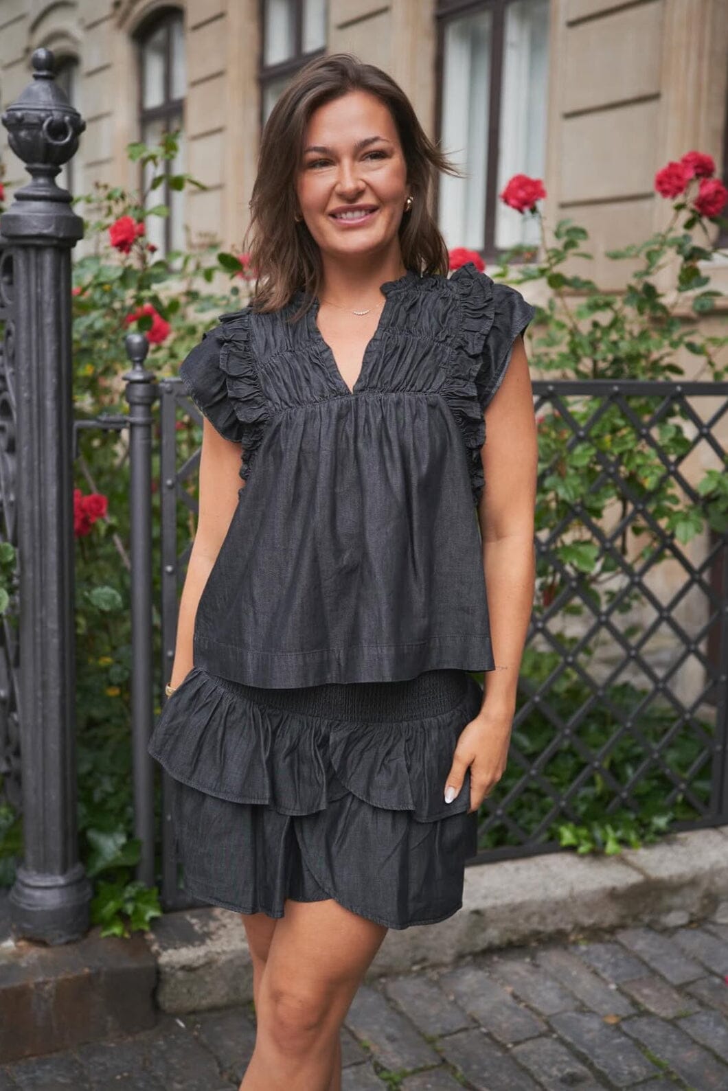 Forudbestilling - Neo Noir - Jayla Denim Top 164536 - 100 - Black Toppe