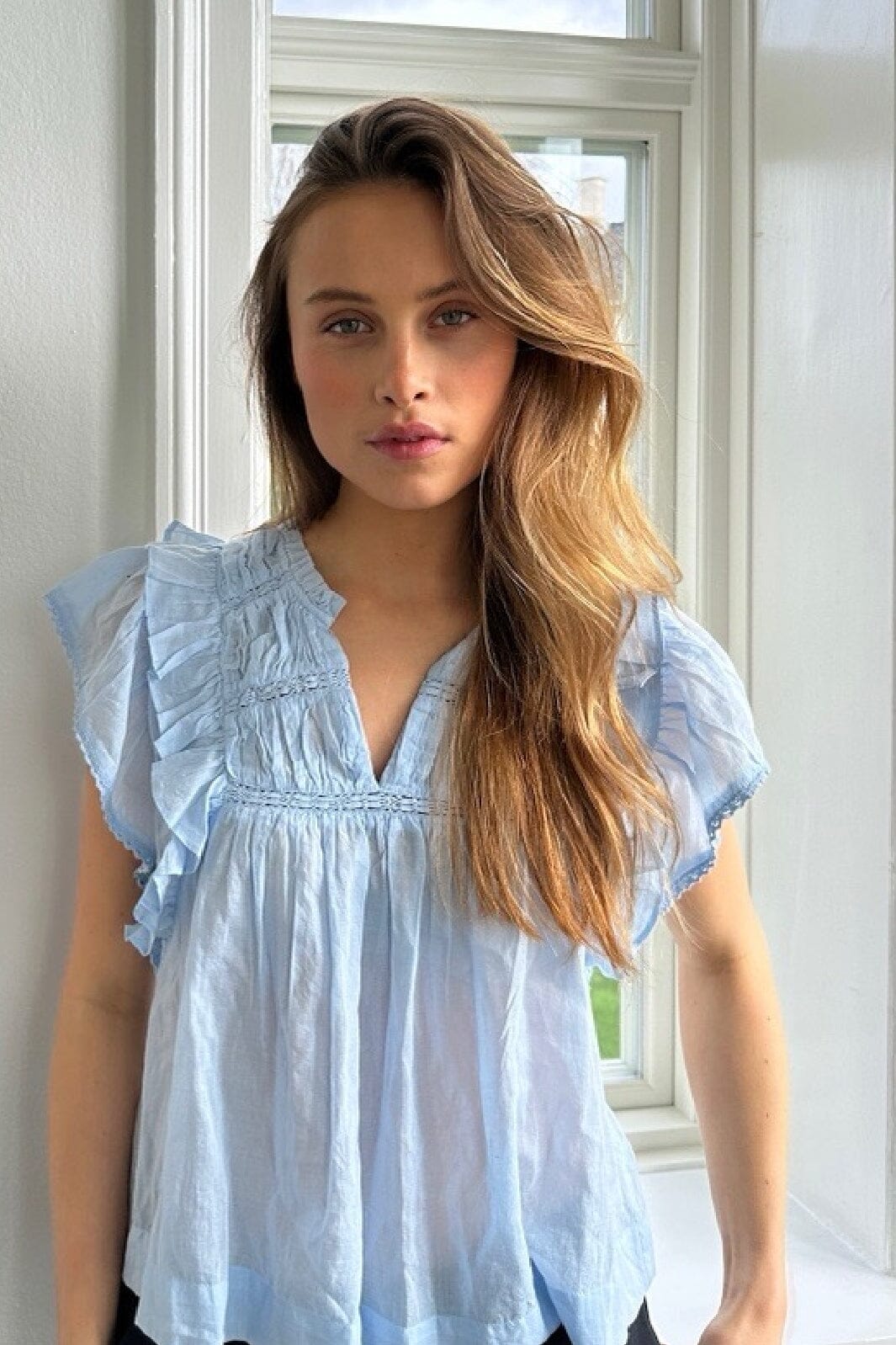 Forudbestilling - Neo Noir - Jayla S Voile Top - Light Blue Bluser