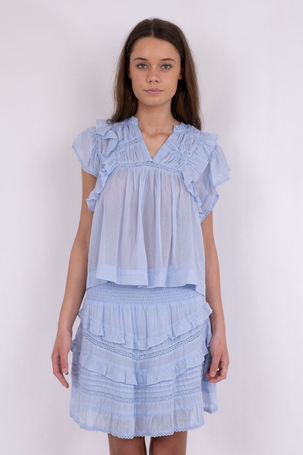 Forudbestilling - Neo Noir - Jayla S Voile Top - Light Blue (Juni) Bluser