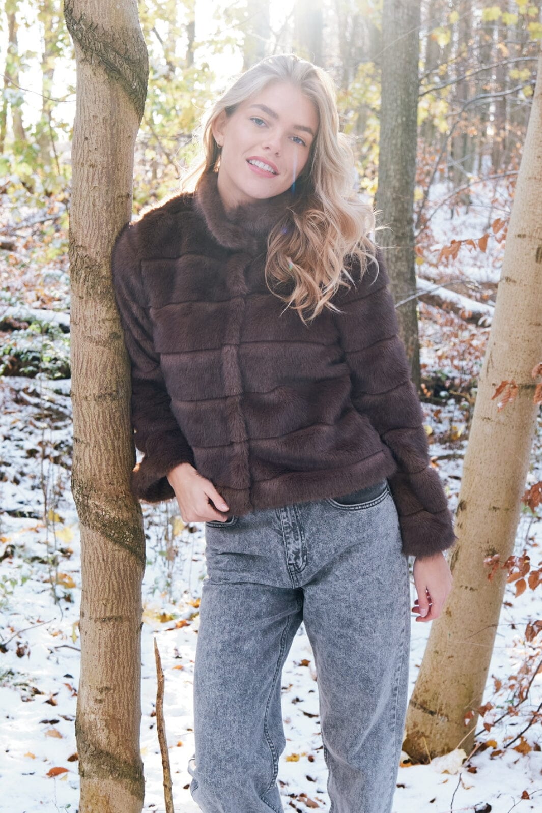 Forudbestilling - Neo Noir - Kahlia Shaved Faux Fur Coat 164589 - Brown Jakker