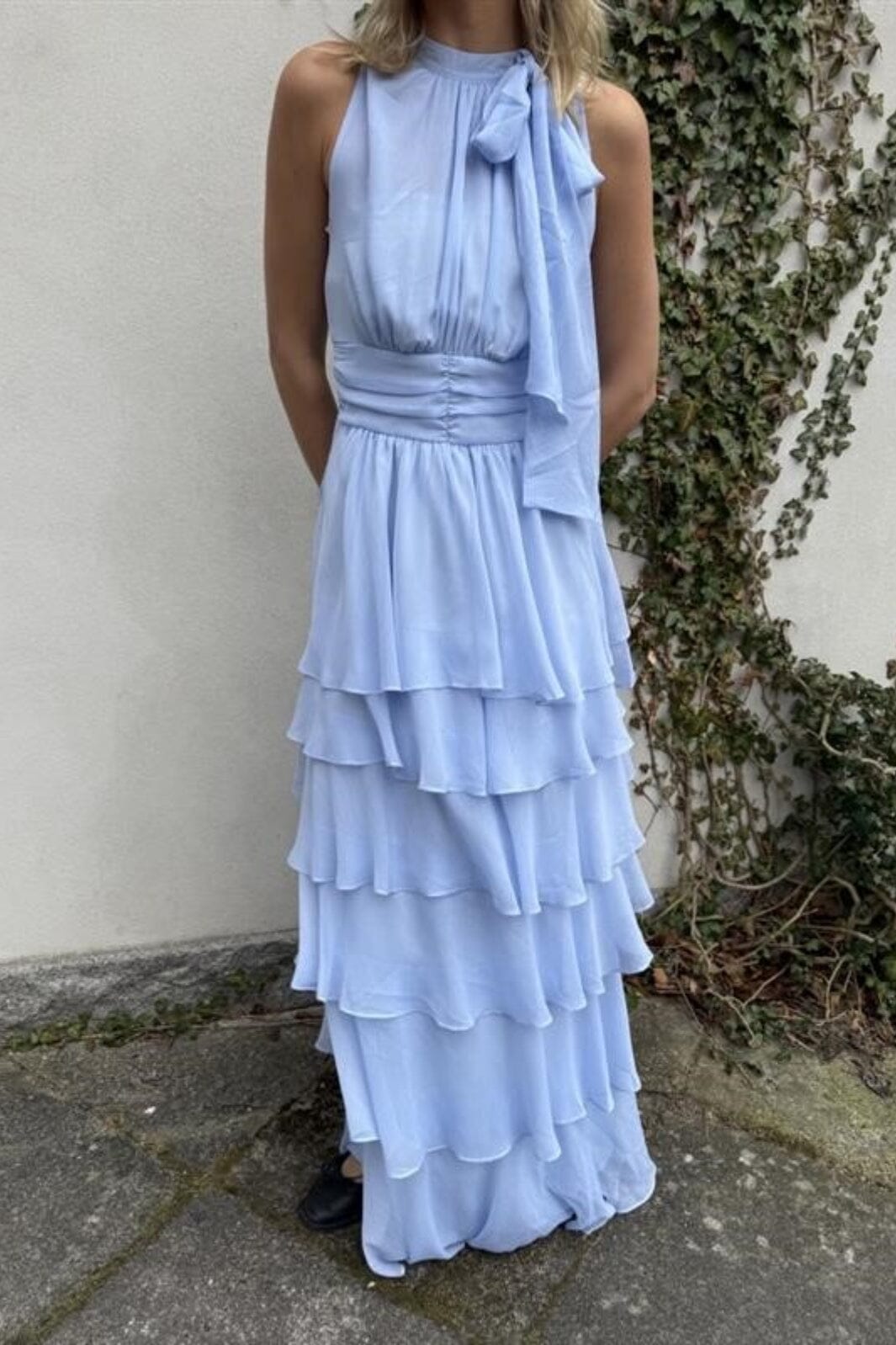 Neo Noir - Marli Solid Chiffon Dress 165640 - 145 - Light Blue