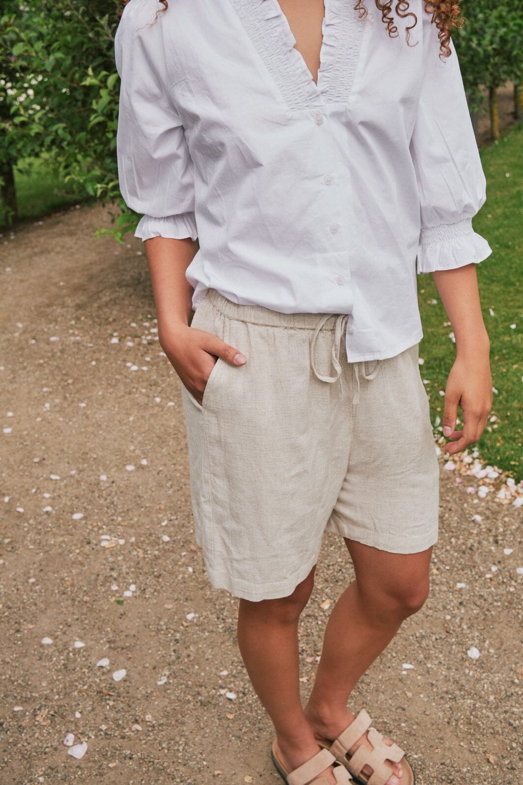 Forudbestilling - Neo Noir - Santo Soft Linen Shorts - Natural Shorts