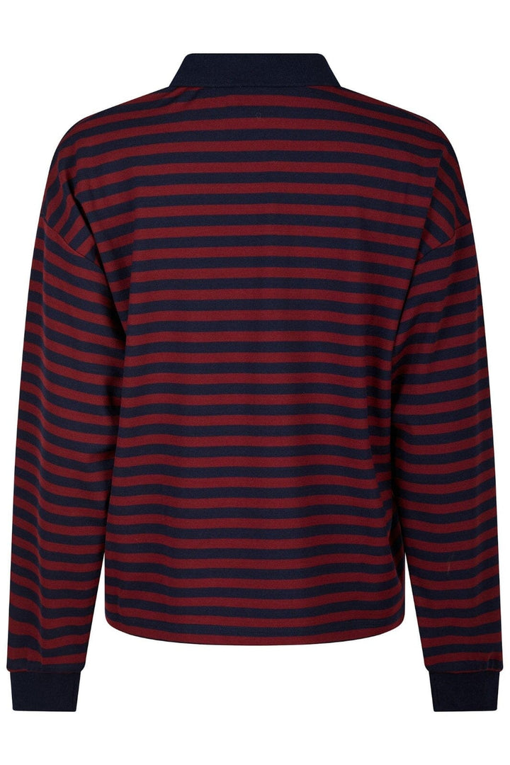Forudbestilling - Neo Noir - Sara Wide Stripe Polo Blouse 164258 - Navy Bluser