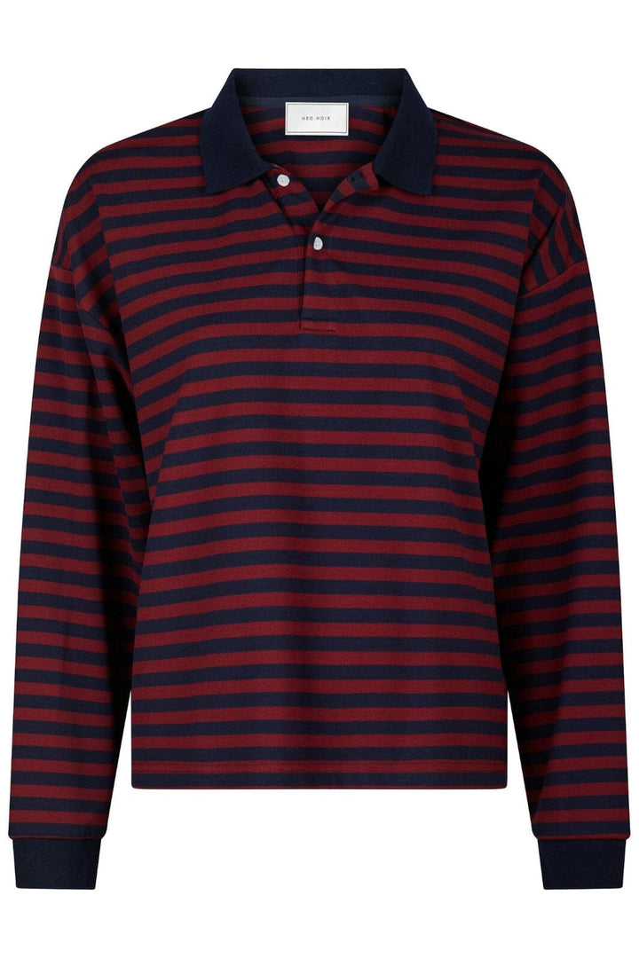 Forudbestilling - Neo Noir - Sara Wide Stripe Polo Blouse 164258 - Navy Bluser