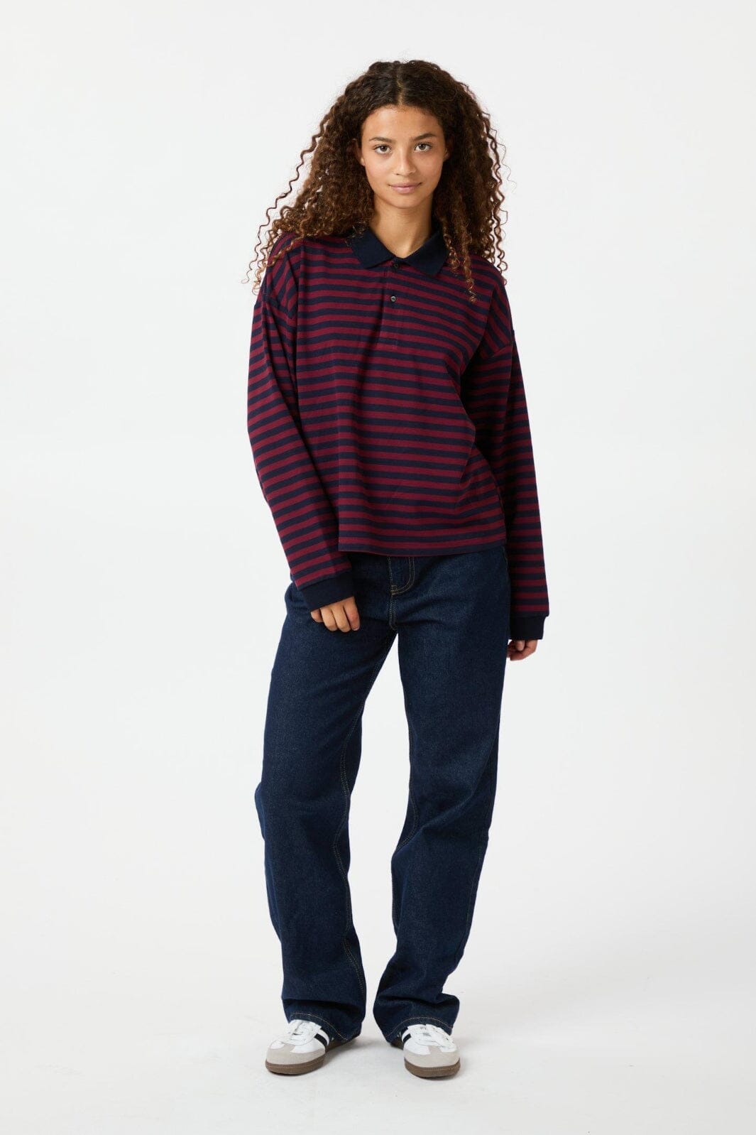 Forudbestilling - Neo Noir - Sara Wide Stripe Polo Blouse 164258 - Navy Bluser