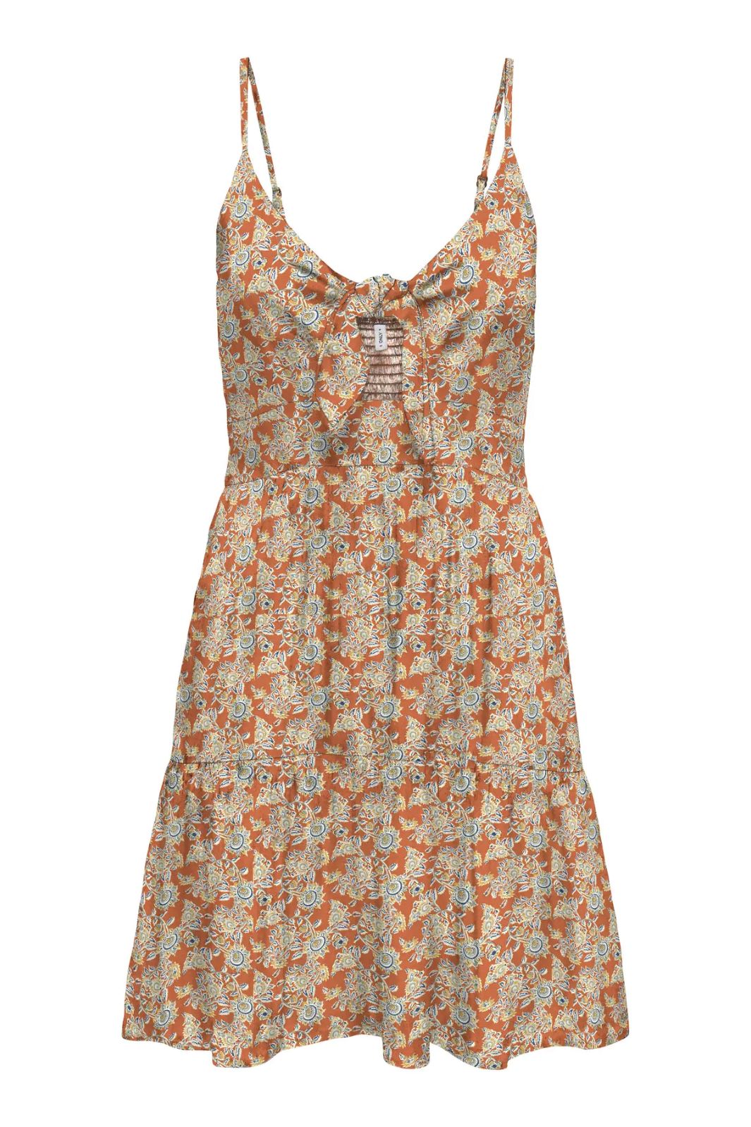 Only - Onljennie S/L Knot Short Dress Ox - 4948116 Apricot Orange Flowers