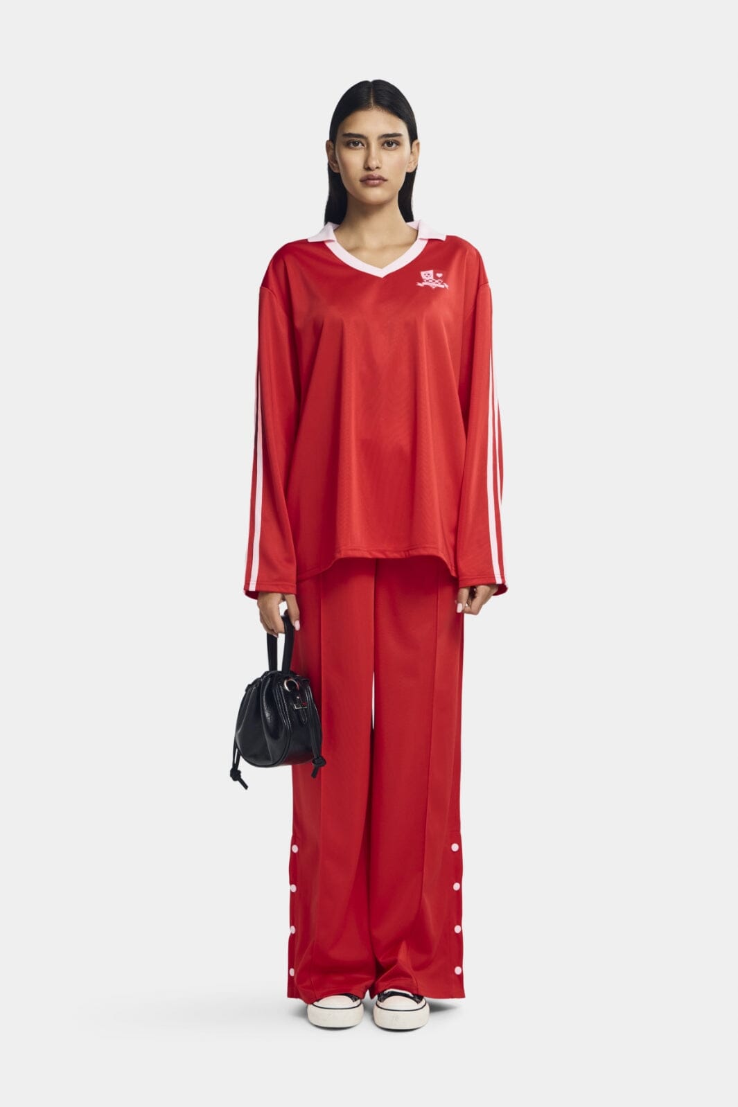 Forudbestilling - Pieces - Pcgrace Button Pants Fsy - 4756227 High Risk Red Pink-A-Boo Stripe Bukser