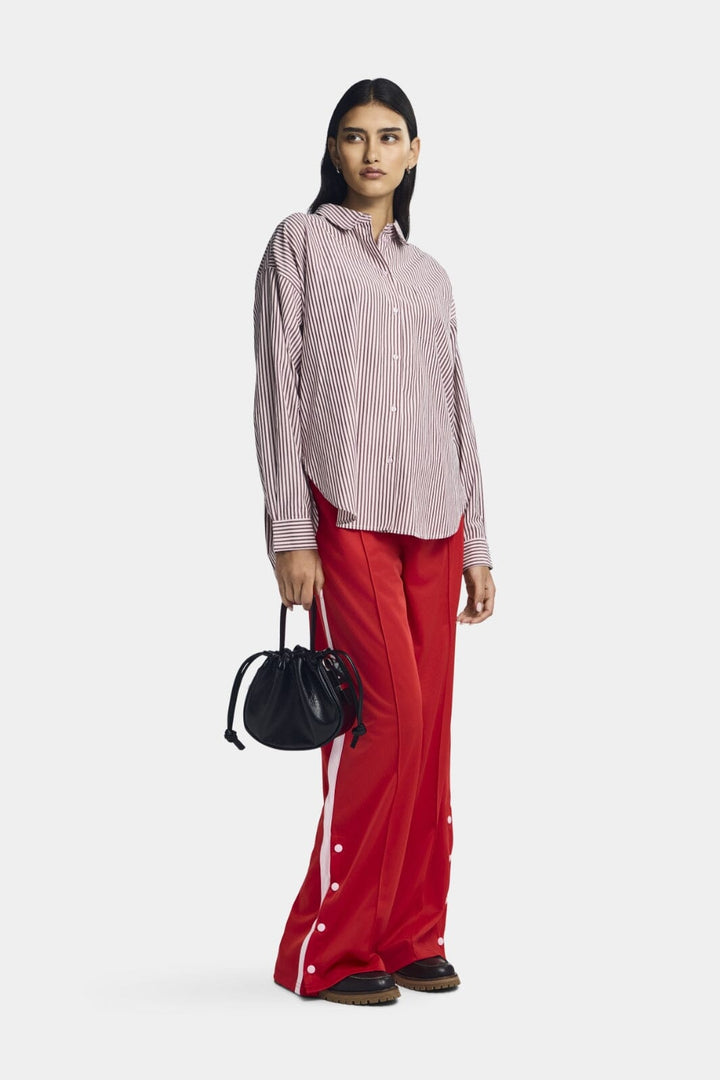 Forudbestilling - Pieces - Pcgrace Button Pants Fsy - 4756227 High Risk Red Pink-A-Boo Stripe Bukser