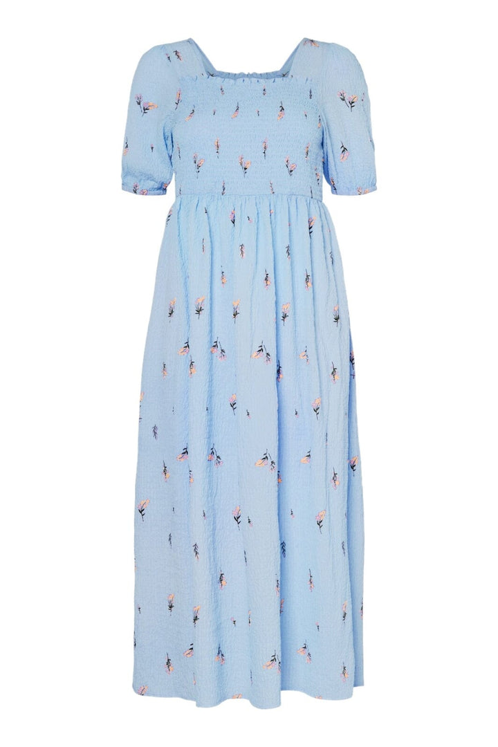 Pieces - Pcjeo Ss Square Neck Midi Dress - 4952980 Cashmere Blue Flowers