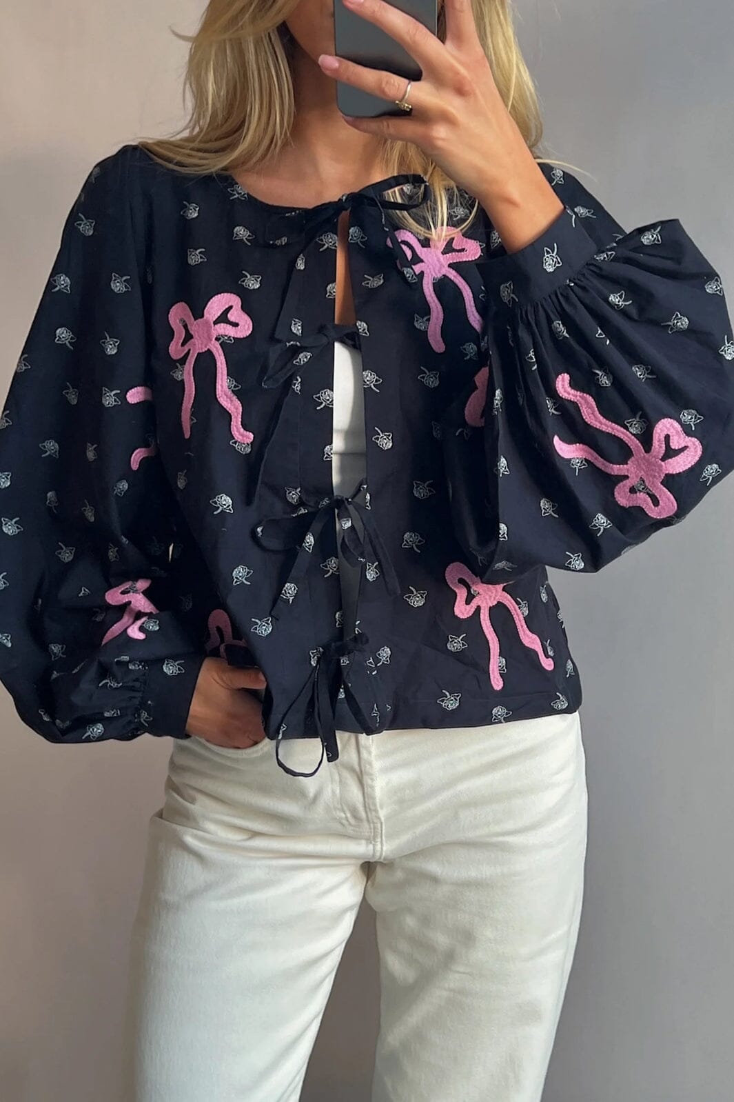 Forudbestilling - Sissel Edelbo - Nicoline Organic Cotton Top - Black W. Cyclamen Pink Toppe