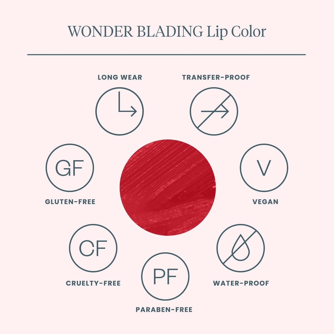 Forudbestilling - Wonderskin - Wonder Blading Lip Stain Kit Hayley - Hayley (Rich Neutral Red) Læbestift