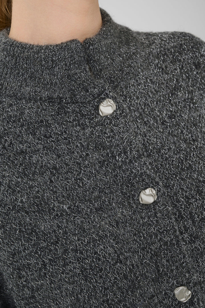 Gestuz - Gzalpha Shimmer Cardigan 10910817 - 108702 - Charcoal Melange With Lurex Cardigans