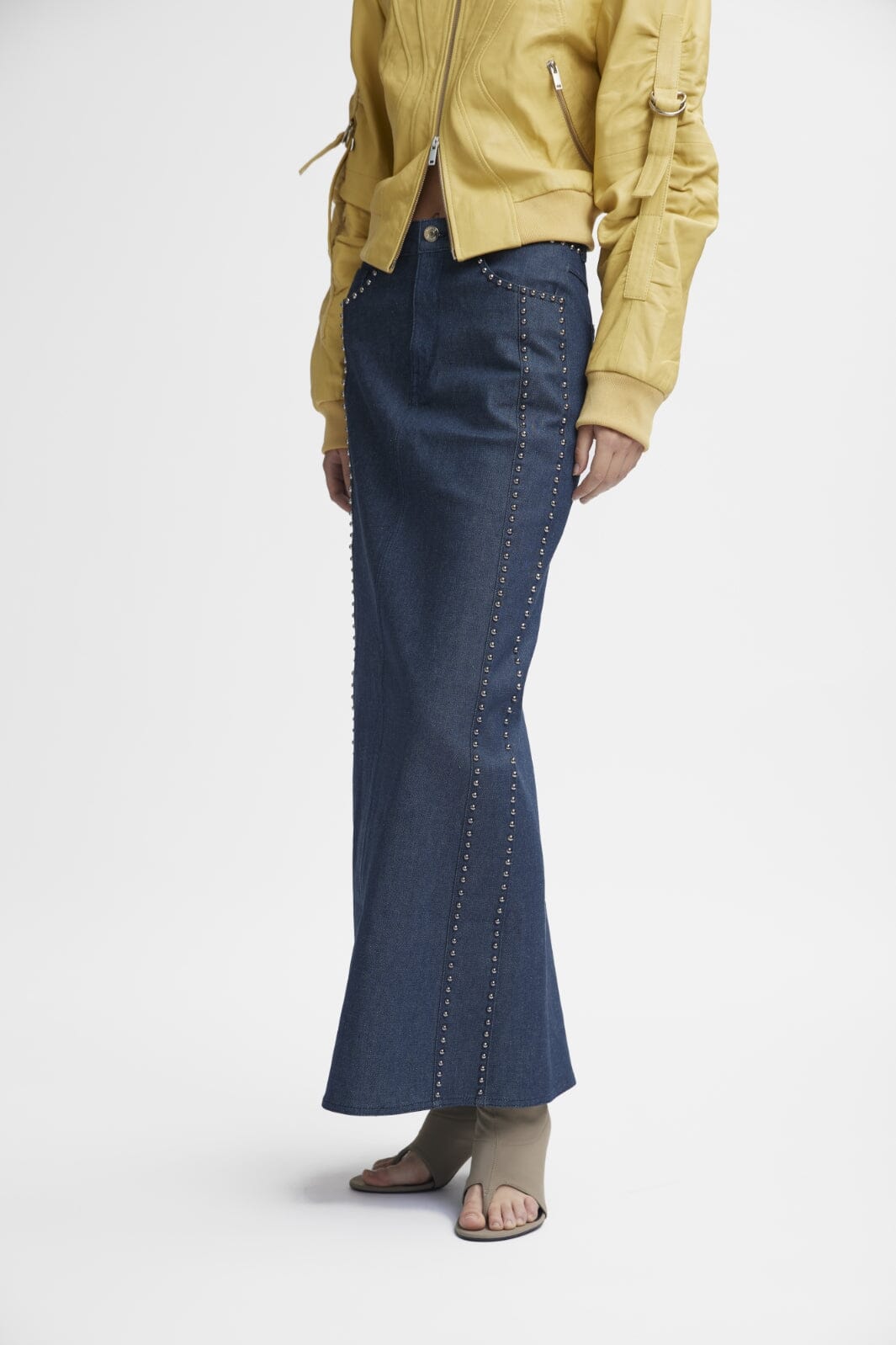 Gestuz - RockieGZ HW long skirt - Dark blue Unwashed Nederdele