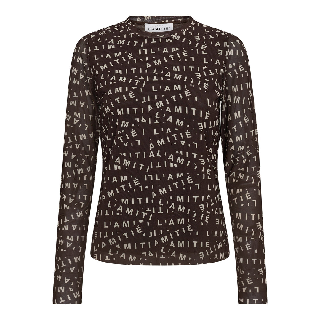 Haute L'Amitié - L'Amitié Mesh Ls O-Neck HL10157 - Mocca T-shirts