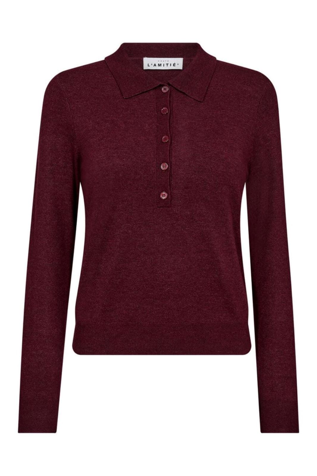 Haute L'Amitié - Premiere Ls Polo Knit HL10004 - Amarone Strikbluser