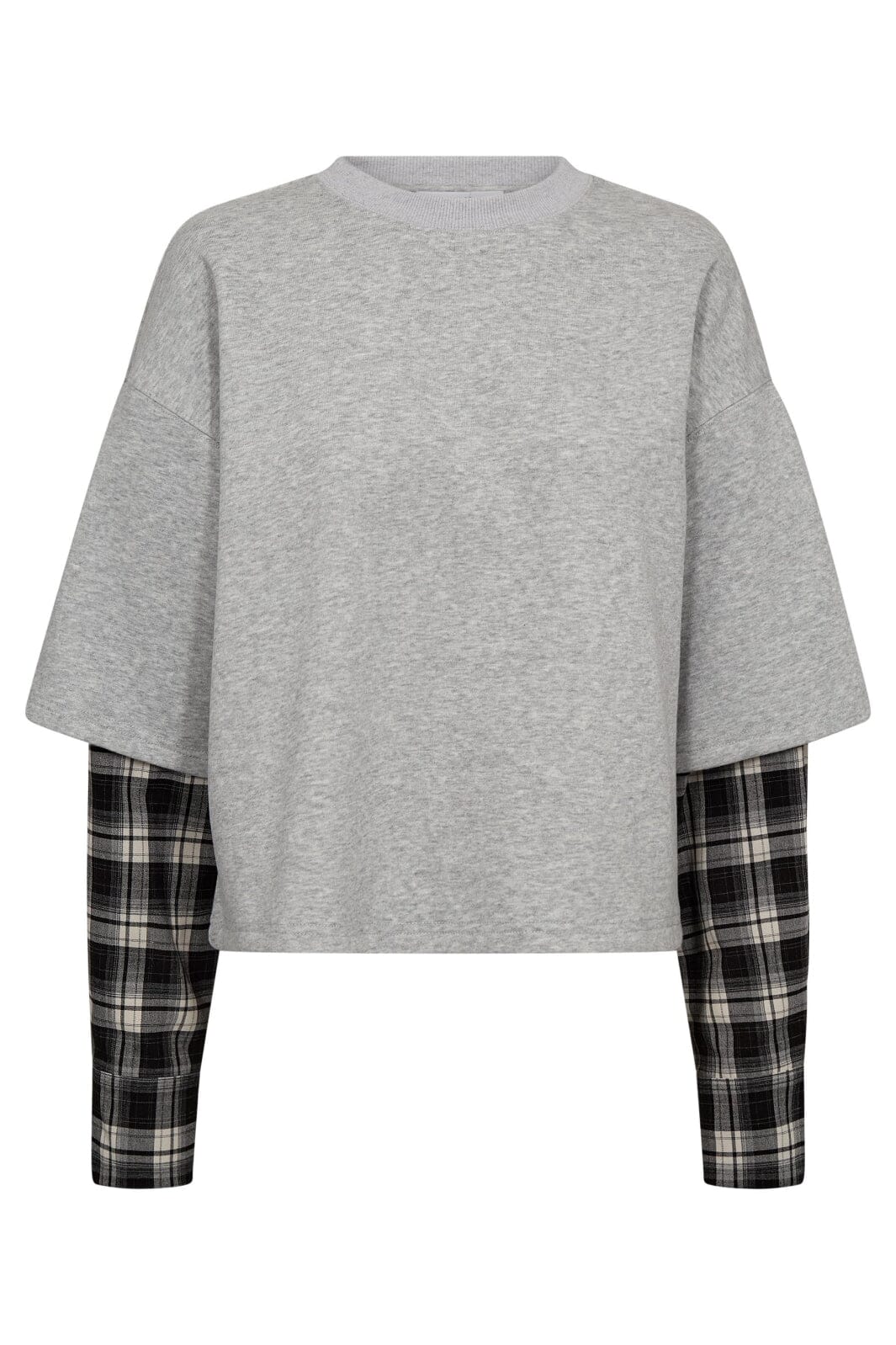 Haute L'Amitié - Sweat Ls Shirt Mix HL10327 - Grey Melangé