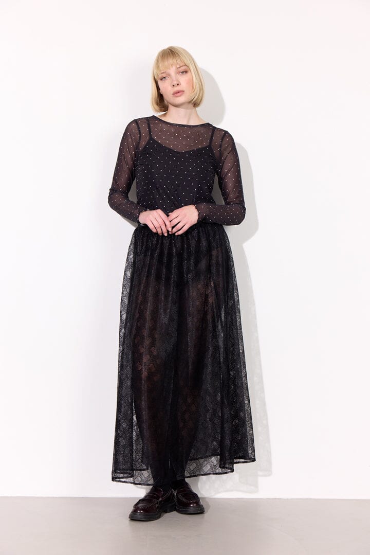 Hunkøn - Tova Mesh Blouse 25935 - Black Bluser