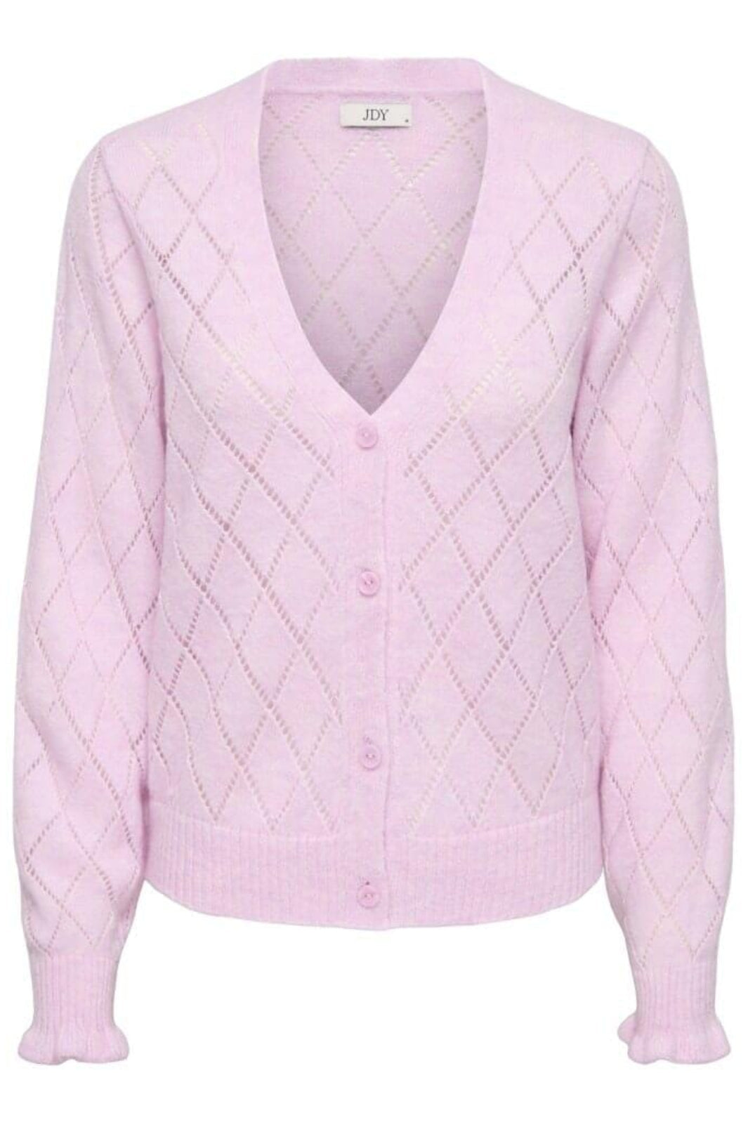 JDY - Jdyletty L/S V-Neck Struc Cardi Knt - 4963471 Pink Lady Melange Cardigans