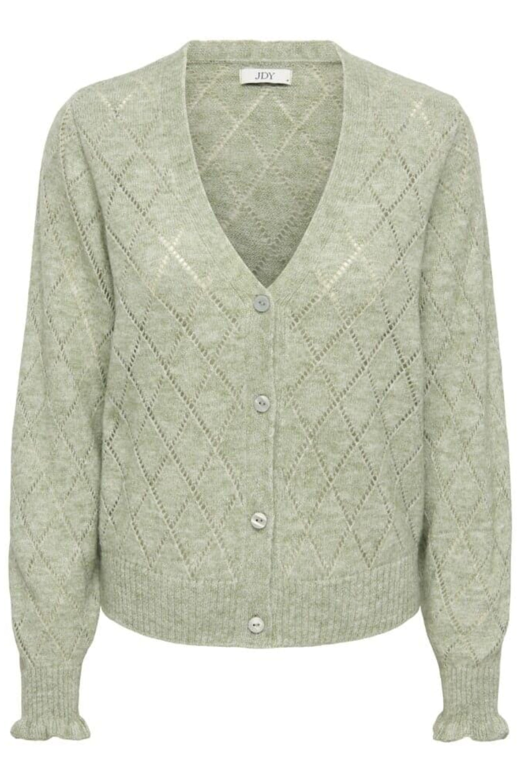 JDY - Jdyletty L/S V-Neck Struc Cardi Knt - 4963472 Seagrass Melange Cardigans