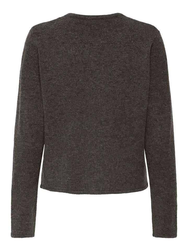 JDY - Jdyrue Life L/S One Button Cardigan Knt - 4907611 Bracken Melange Cardigans