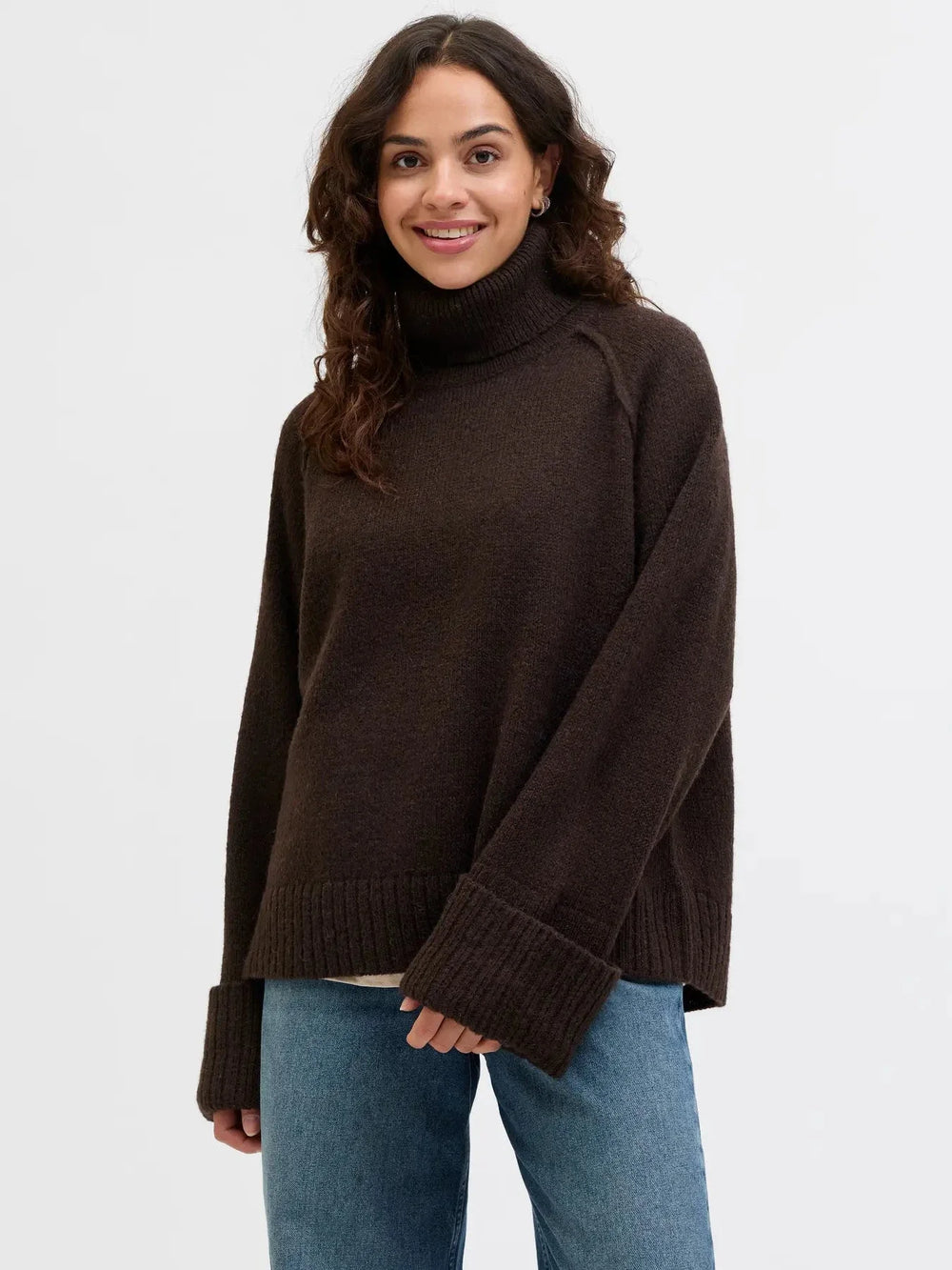 Jjxx - Jxellinora Raglan Roll Neck Knit Ln - 4815076 Bracken Strikbluser