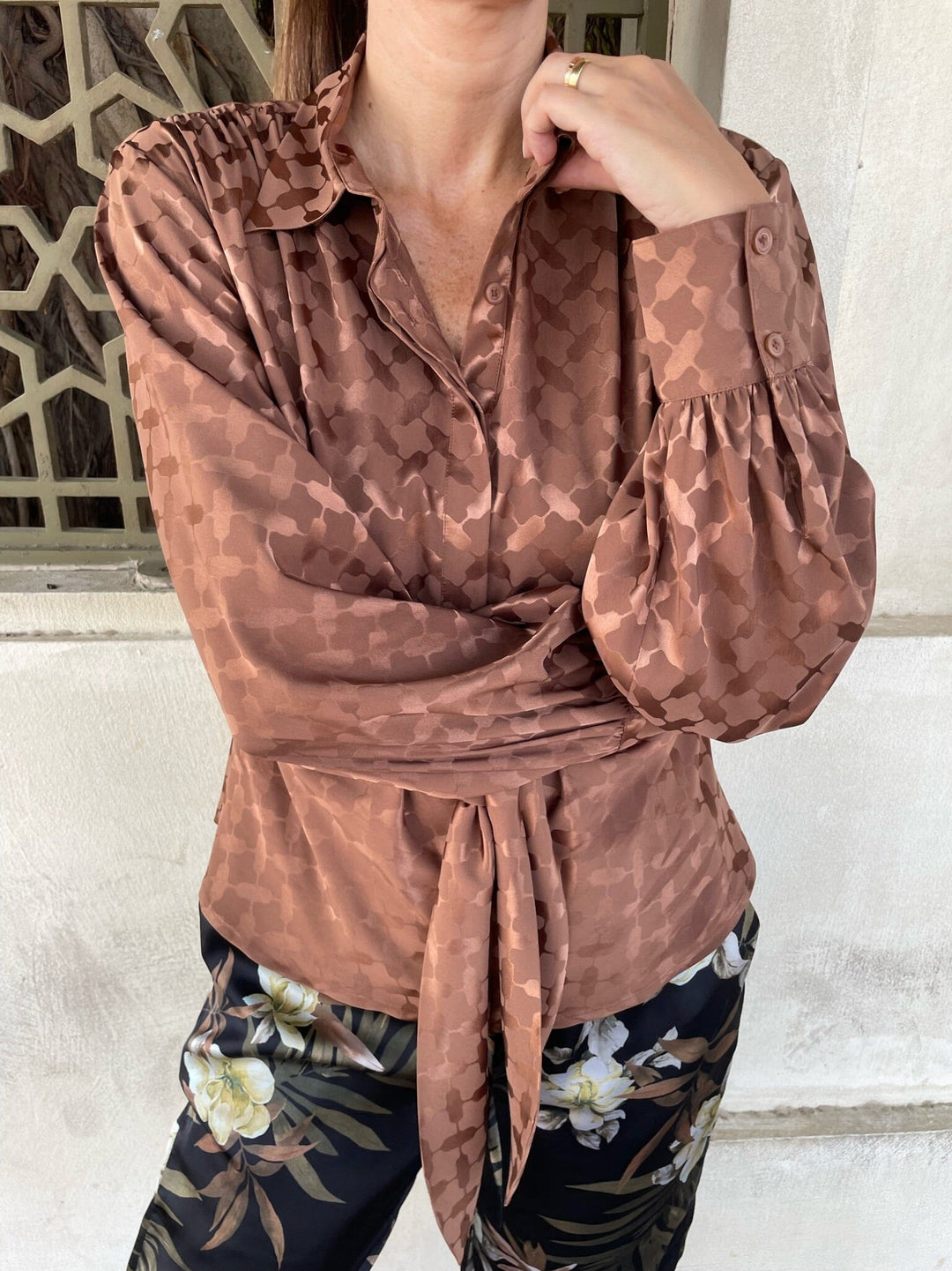 Karmamia - Lee Shirt - Camel Keffiyeh Jacquard Skjorter