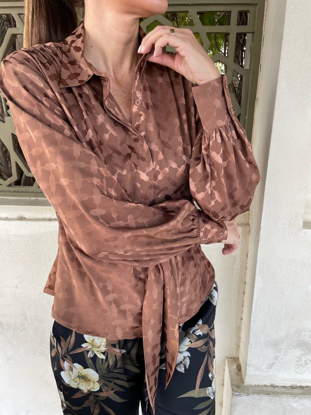 Karmamia - Lee Shirt - Camel Keffiyeh Jacquard Skjorter