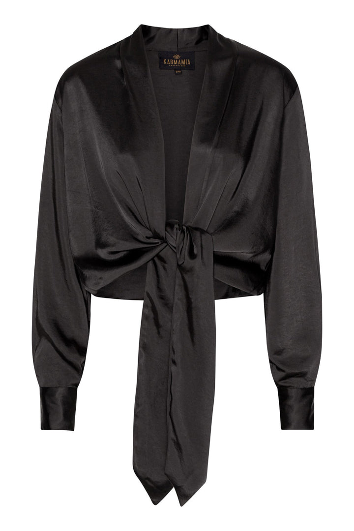 Karmamia - Wrap Jacket - Black Rich Satin Bluser