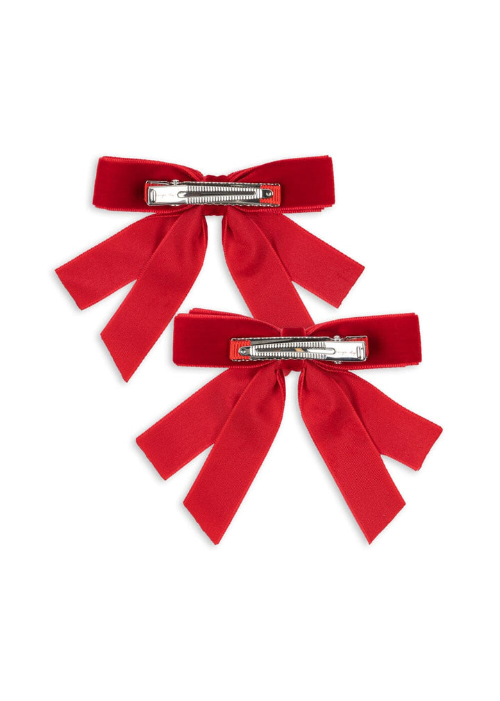 Konges Sløjd - 2 Pack Velvet Double Bow Hair Clips Ks104185 - Barbados Cherry Hårspænder