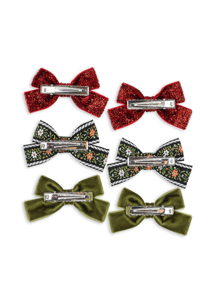 Konges Sløjd - 6 Pack Micki Bow Hair Clips Ks104188 - Red/green Hårspænder