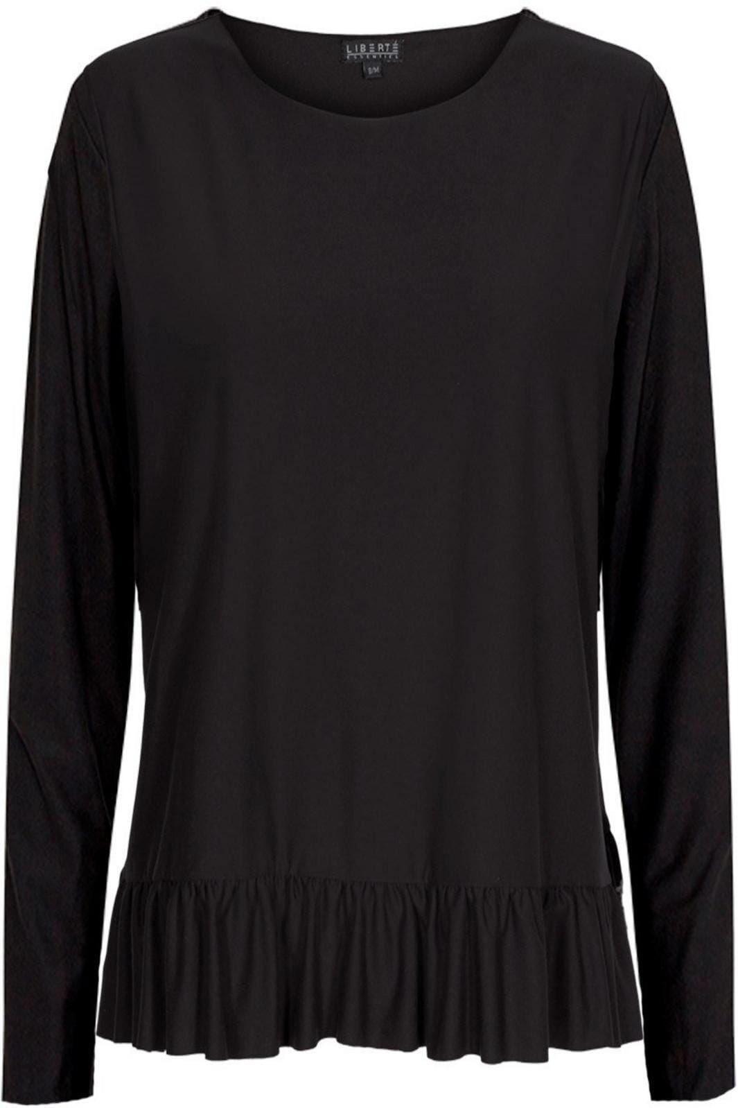 LIBERTÈ - Alma LS Frill T-shirt - Black Bluser