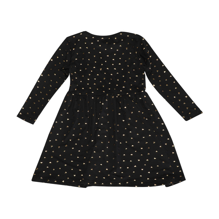 Liberte Ami - Alma-Ls-Babydoll-Dress (Kids) 9658 - Black Gold Heart Kjoler
