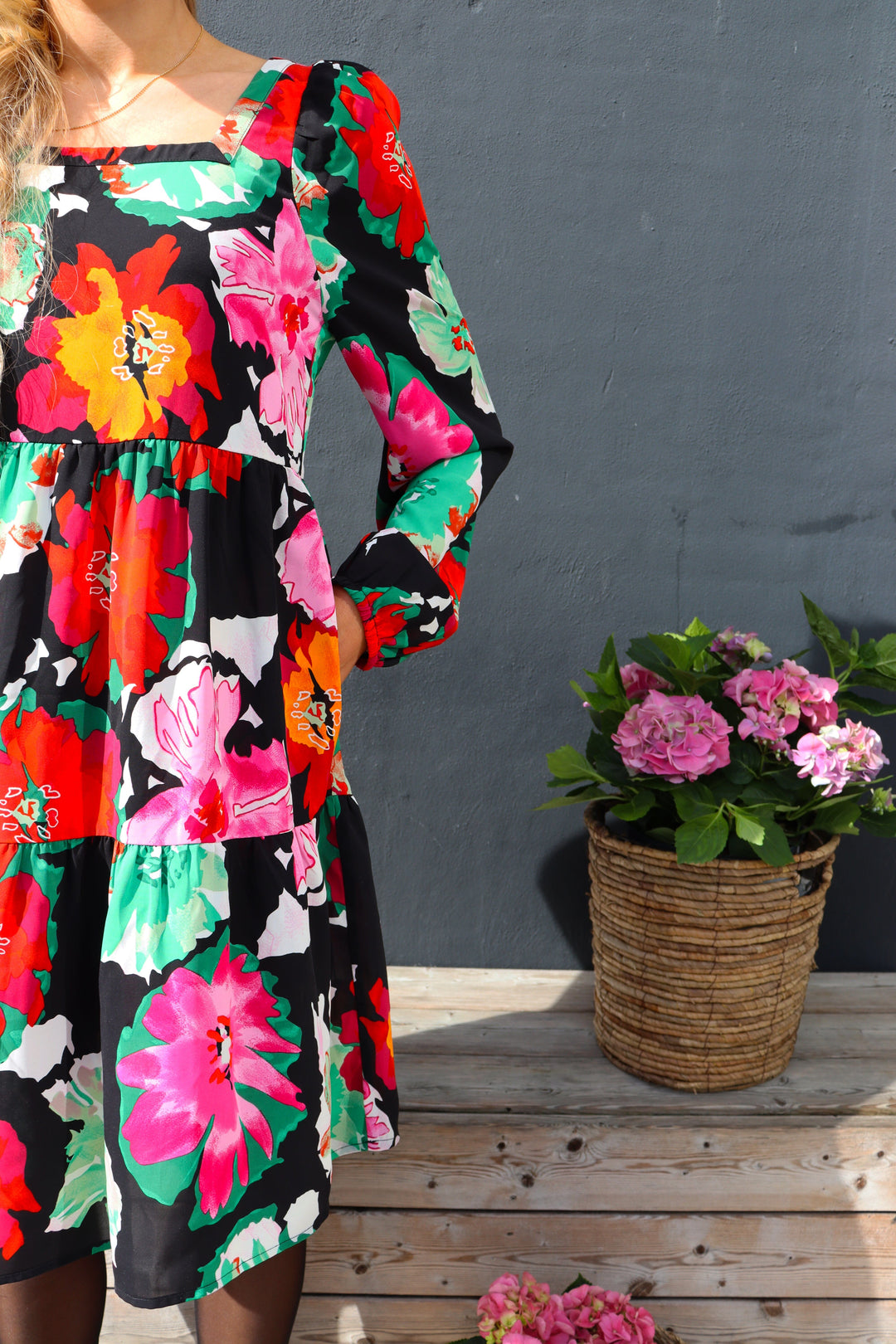 Liberte - Cecilie Ls Dress - Black Big Flowers Kjoler