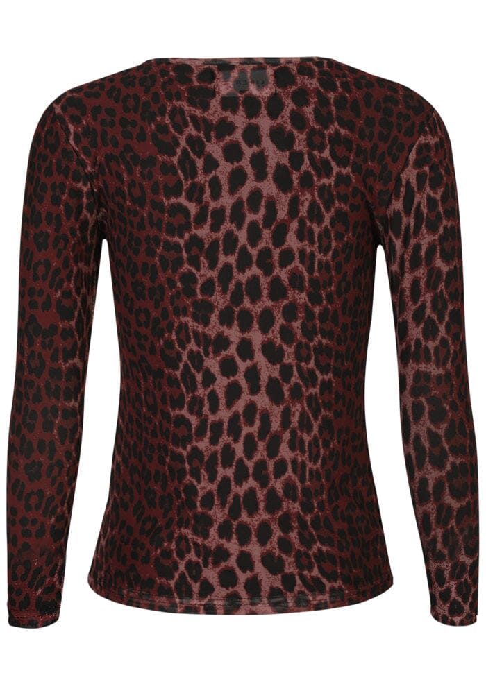 Liberte - Mesh-Ls-Tshirt 22065 - Bordeaux Lux Leo Bluser