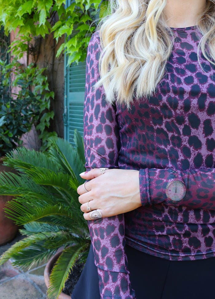 Liberte - Mesh-Ls-Tshirt 22065 - Bordeaux Lux Leo Bluser