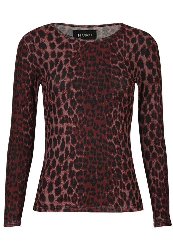 Liberte - Mesh-Ls-Tshirt 22065 - Bordeaux Lux Leo Bluser