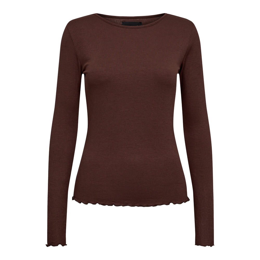 Liberte - Natalia Ls Round Neck Blouse - Dark Brown Bluser