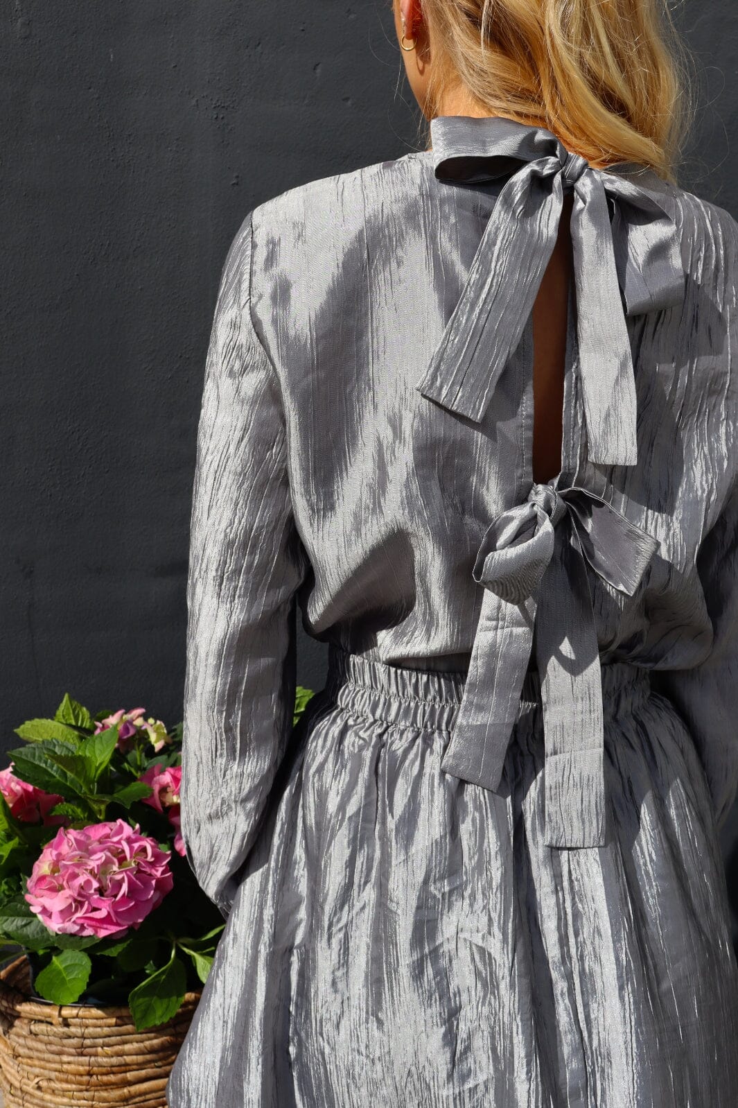 Liberte - Silvia Ls Tie Blouse - Silver Grey Bluser