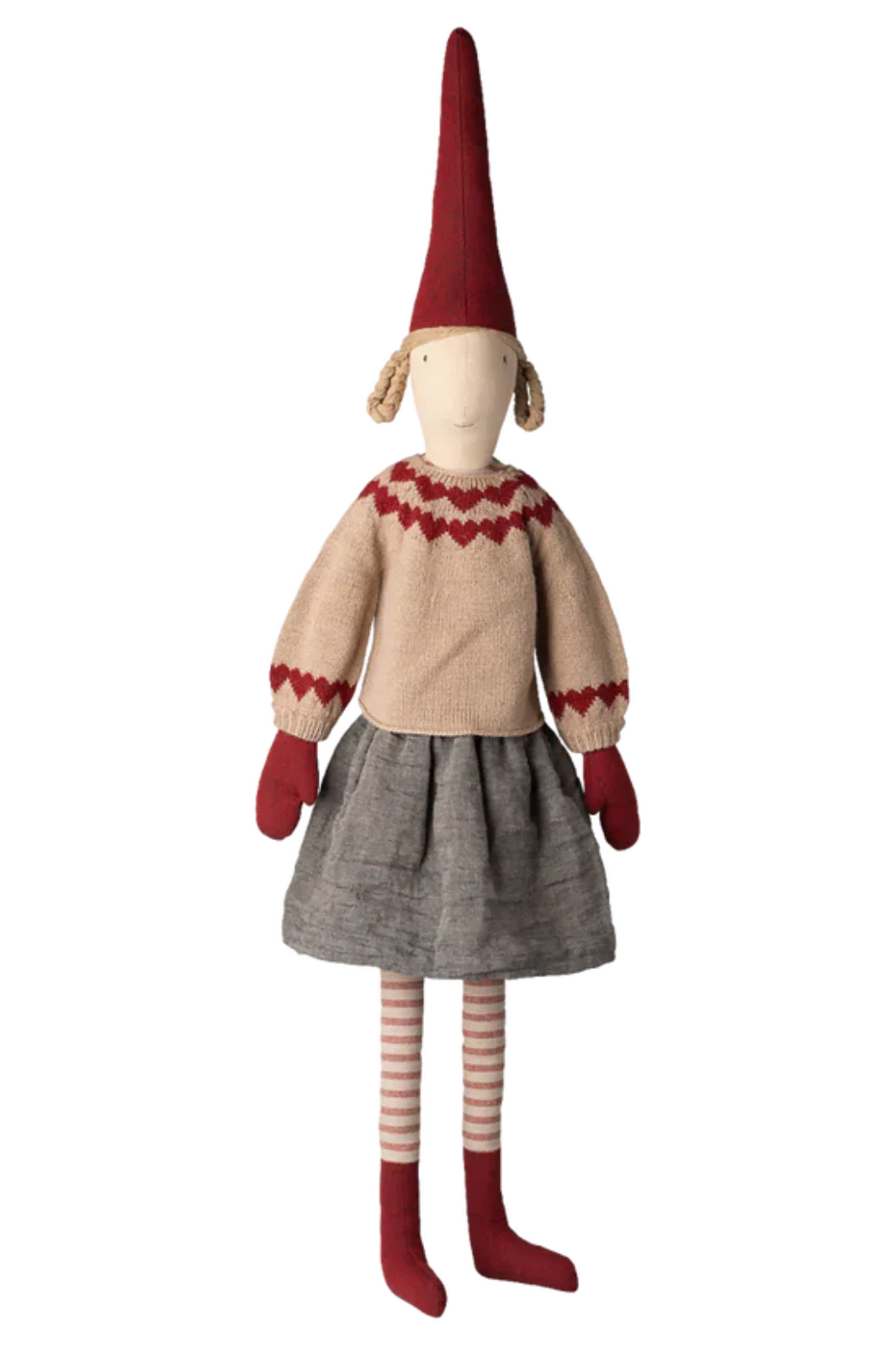 Maileg - Nisse, Str. 6 - Pige - Nederdel Og Strikket Sweater - 14-5460-00 Julepynt