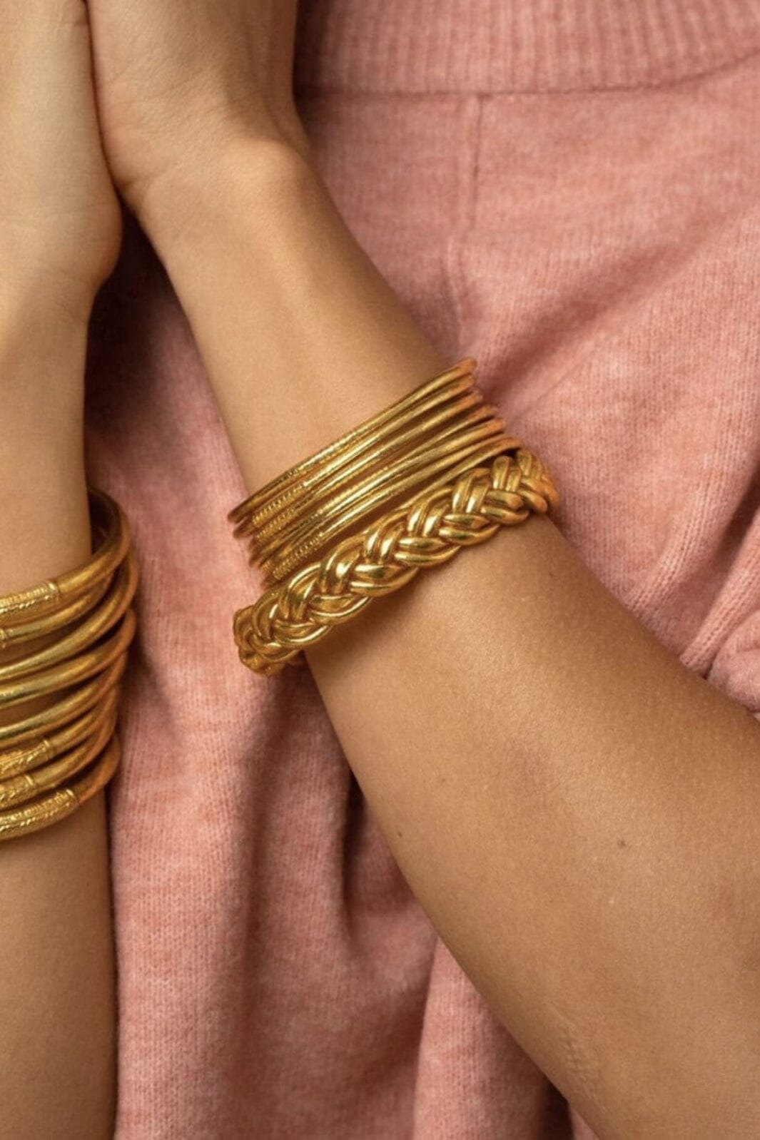 Mellow Moon - Bouble braided Buddhist Bangle XS - Forgyldt Armbånd