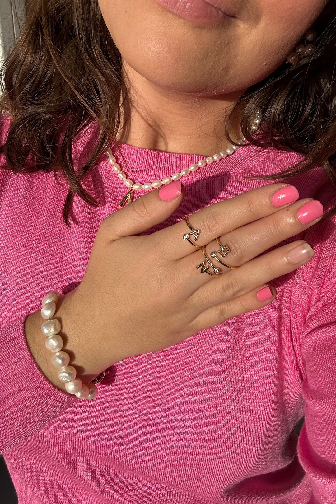 Mellow Moon - Letter Stone Ring - Forgyldt Ringe