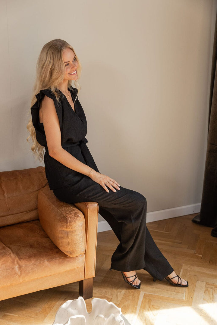 Molly&My x Julie Elgaard - Elsa Jacquard Pants 167096 - 100 - Black Bukser